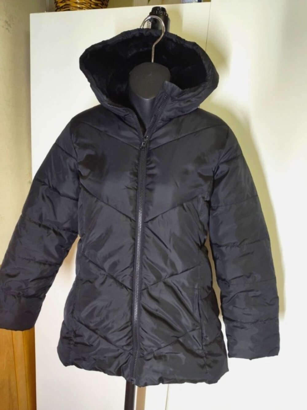 Swiss Tech Full Zip Hoodie Down Puffer Coat Jacket Women's Size S Black